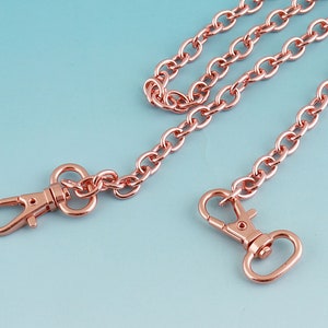 Rose Gold Bag Chain with clasp 6mm Wide Metal Shoulder Handbag Strap Mini Replacement Handle Chain  Purse Chain Supply-112cm