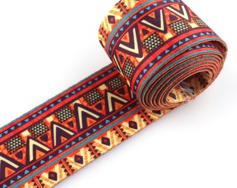 Soft Webbing Ribbon 50mm(W) Purse Strap Rainbow Stripe Webbing belt Key Fobs Strap Bag Leash Webbing Dog Collar
