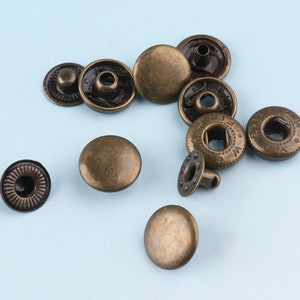 Snap fastener 100 sets 10mm Antique bronze snap buttons Clothing button coat metal buttons Leather Fasteners Watch fastener