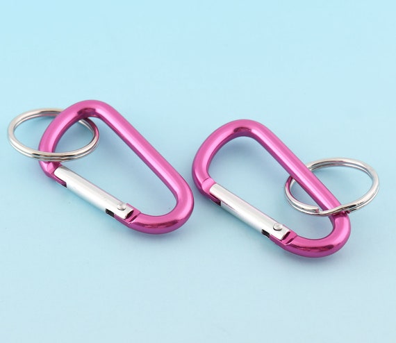 48*25mm Purple Pink Carabiner With Key Ring Metal Carabiner