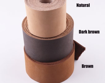 Cowhide Leather Strap 2"(50mm) Brown Leather Strips Genuine Leather Handles Bag Straps Belt Straps Natural Leather Supplies