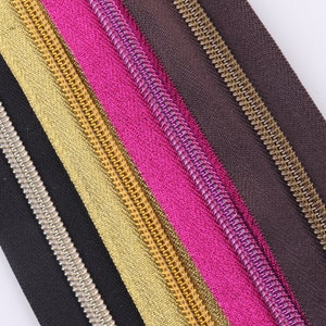 Zipper Tape Size 5# 3-5 yards Nylon Colorful coil Metal Zipper with teeth Slider for Zip heads Purse Making Hardware Bag coil zipper