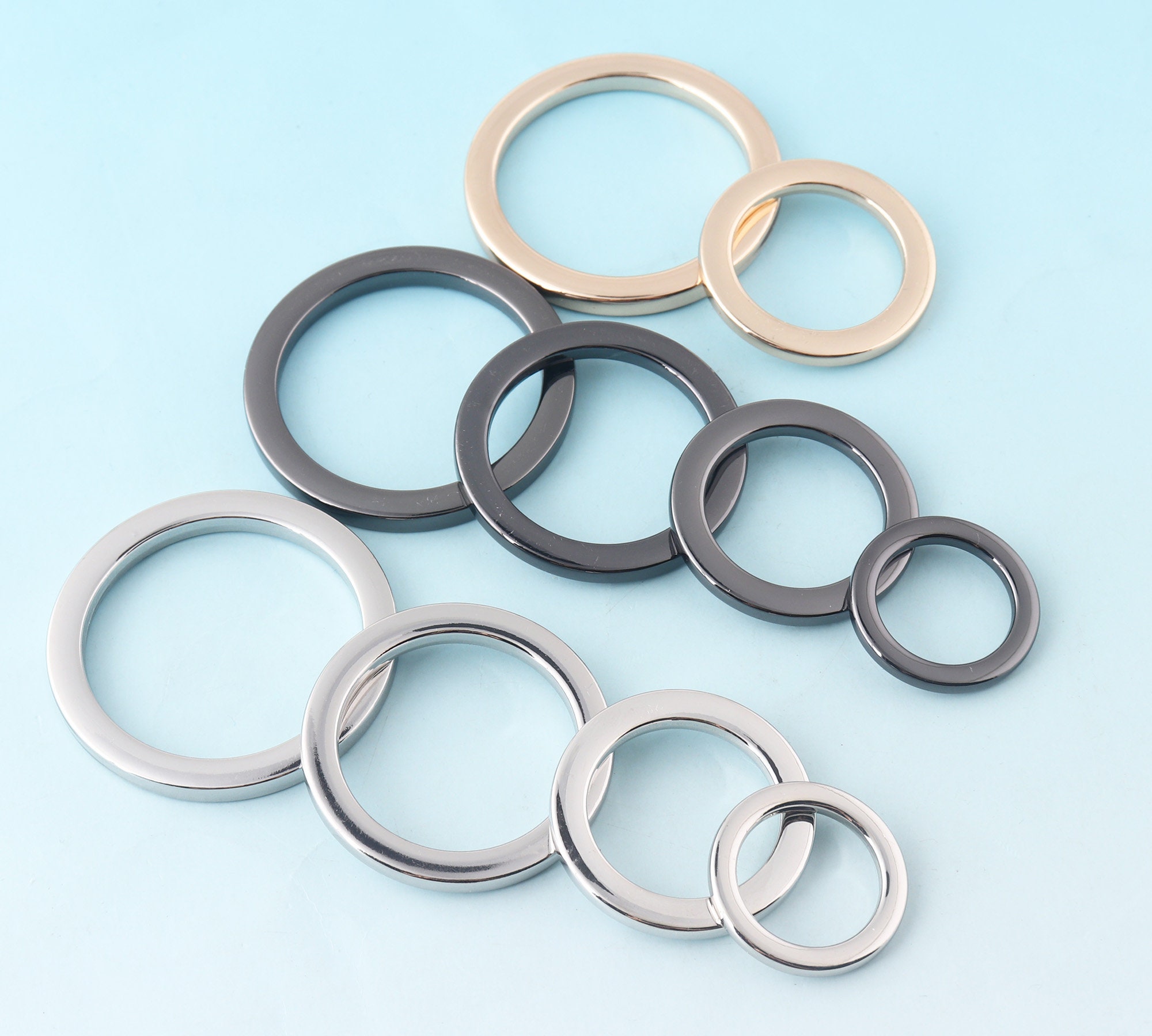 Flat O Rings 19-50mm Silver O Rings Metal O Buckle Belt Strap Buckle  Webbing O Ring Collar Leather Craft Bag Making Hardware Supplies 