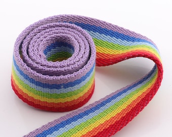 1  1/2inch Rainbow Webbing Purse Straps Webbing Fabric belt Canvas Webbing Key Fobs Strap Webbing Bag Strap
