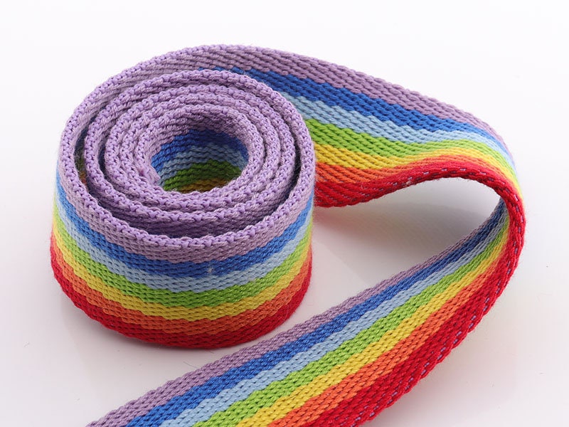 Rainbow Webbing 1.5 inch Stripe Webbing Colorful Ribbon Webbing Strap Bag Strap belt Canvas Webbing Key Fobs Strap