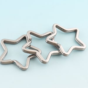 Stainless Steel Key rings 6pcs 35mm Star Shape Key Ring Silver Jump Ring Metal Split Ring for Key Chain Wholesale Key Ring Findings