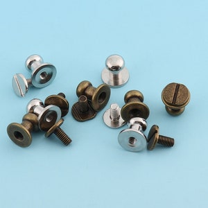 Silver/Bronze Screw Rivets 50sets 10*9mm Metal Button Screwback Studs Screw  Studs for Bag/ Belt Leather Craft Hardware Accessories