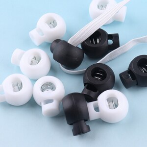 30-50pcs 9mm Rope Cord Stops for 1/4&quot; elastic cord Black Cord Locks adjuster Toggle Cord Round Lock Stopper Single hole Cord Toggle Lock
