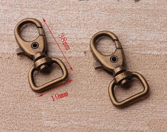 10pcs 38 * 18mm Antique Brass Swivel Snap Hook Metal Swivel Clasp Leatherware Accessories Lobster Trigger Clasp