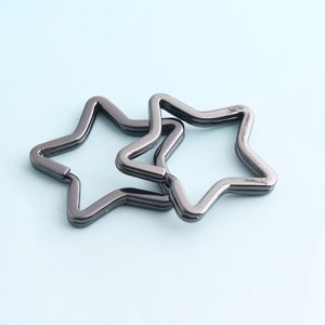 Gunmetal Star Key Ring 8pcs Large Key Fob Ring Metal Split Ring for Keychains Key Ring Findings