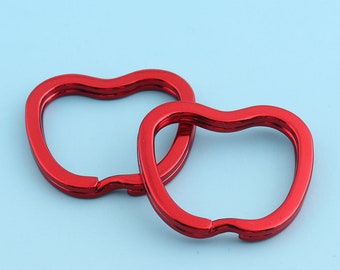 Red Apple Key Ring 15pcs 32*30mm Large Key Fob Ring Metal Split Ring for Key Chain Wholesale Key Ring Findings