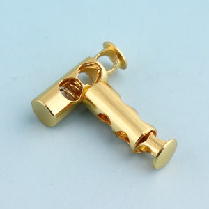 4mm Metal Cord Lock Gold Toggle Cord Stopper Cord Toggle Lock Rope Lock Buckle Purse Closures or Embellishment