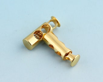 4mm Metal Cord Lock Gold Toggle Cord Stopper Cord Toggle Lock Rope Lock Buckle Purse Closures or Embellishment