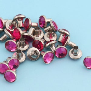 Rapid Rivets 30sets 7mm Purple Rivets Metal Button Rivets with diamond Singe Rivets Purse Studs for Bag Leather Craft