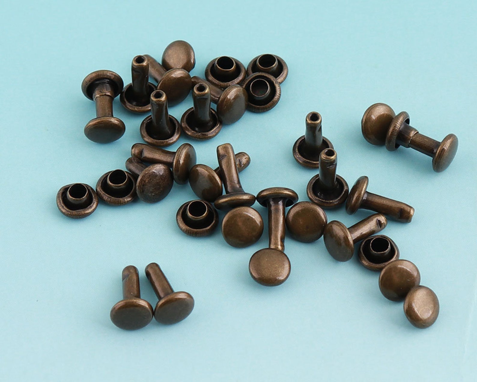 Antique Bronze Rivets 100sets 85mm Metal Button Double Capped Etsy