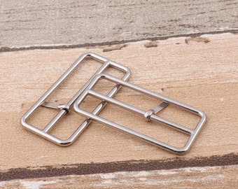 4pcs 2 1/4*1 inch Silver Belt Buckle Adjuster Buckle  Bar Buckles Strap Buckle Adjuster Slider Handbag Handware Purse Making Accessories