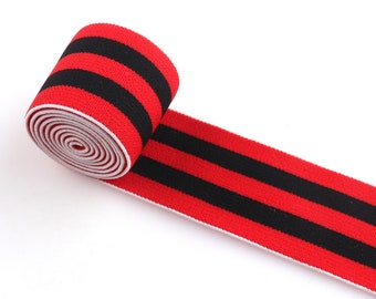 Red Elastic band webbing Straps Soft  stretch Webbing strap 1.5"(38mm) Colorful Striped Elastic Ribbon Elastic band for garment