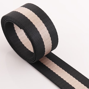 Black Stripe Webbing 38mm Stripe Webbing Fabric belt Webbing Key Fobs Strap Webbing Bag strap webbing Collar
