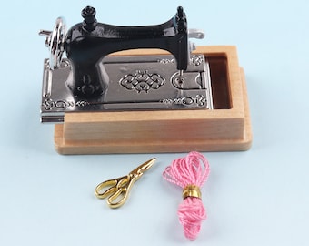 Miniature sewing machine Black Dollhouse Furniture Dollhouse decoration miniature artisan Photography Vintage Toy Sewing Machine