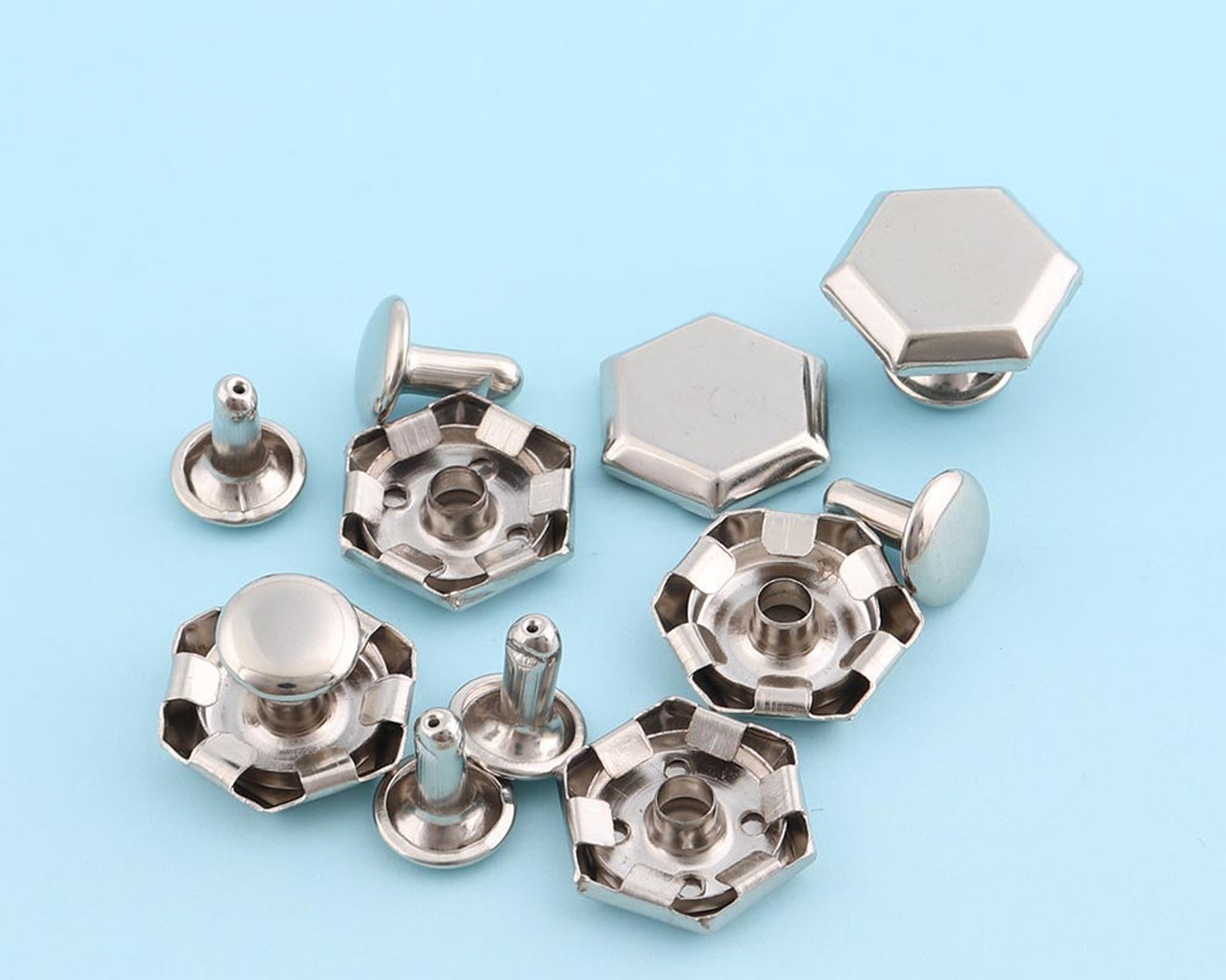 Silver Rivets Metal Button 20sets 1510mmrectangle Cap Rivets Etsy