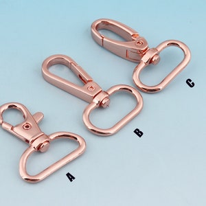 Rose Gold Swivel Lobster clips 15 pcs 25mm(1 inch) Swivel Clasp Snap Hook Lanyard Hook Snap Clasp Strap clasp Bag Hardware
