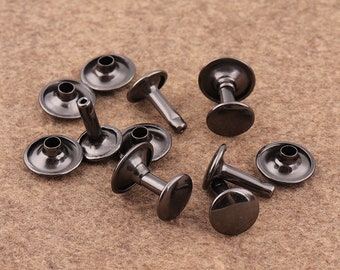 50sets Gunmetal Nieten 9 * 13mm Metall Knopf Doppel capped Nieten Nieten Nieten Ohrstecker für Tasche / Gürtel Leder Handwerk Hardware Zubehör