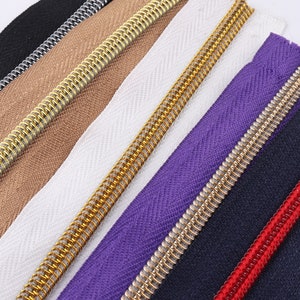 Size 5# 5 yards Zipper Tape Nylon Colorful coil Metal Zipper with teeth Fastener Slider for Zip heads Purse Making Hardware Bag coil zipper