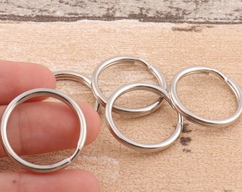 15pcs Key Ring Silver  O Ring 1 1/4 ”(32mm) Key Fob Ring  Metal Split Ring for Key Chain Wholesale Key Ring Findings