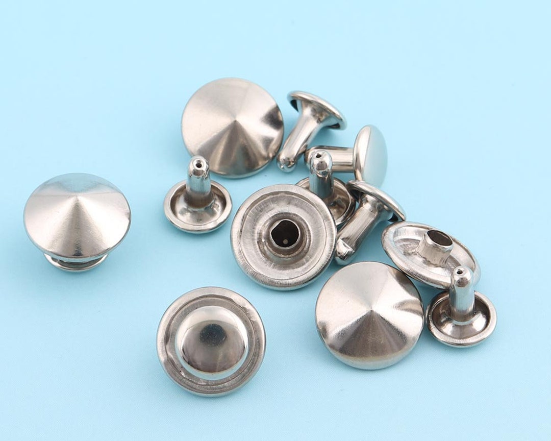 50sets 11*10mm Silver Rivets Metal Button Grommet Rivet Double Capped ...
