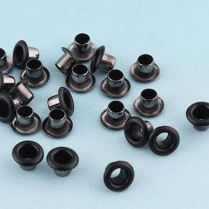 Black Eyelets 100pcs 6mm Mini Round Grommet Eyelets for Sewing Bead Cores Clothes Leather Hardware Craft Canvas