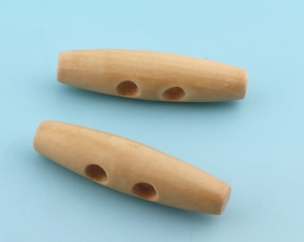 Natural Wooden Toggle Buttons 10pcs 50mm Toggle Buttons with TWO holes Coat buttons Stopper Cord Toggle Lock Rope Sewing Buttons