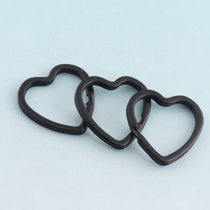 Black Heart Key Ring 31mm Heart shaped Jump Ring Metal Split Ring for Keychain Craft Wholesale Key Ring Findings
