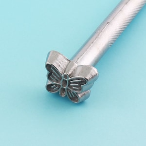 Metal Leather Stamp with Steel Handle Tools for Leathercraft Custom Leather Stamp Work on Leather Butterfly Stamp