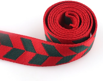 Red Cotton Webbing 38mm(1.5") Stripe Webbing Handles  Fabric Handbag Leash guitar style bag strap webbing Dog Collar