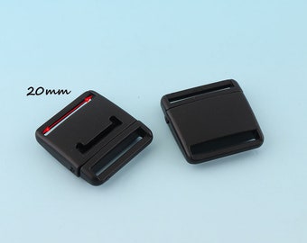 Black Release Buckle 20pcs 20mm Plastic Adjuster Buckle Strap Buckle Bag Hardware Adjuster Slider Buckle