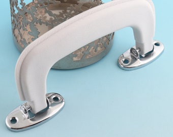 Plastic Handle 5&quot; white & silver Box Handle Suitcase Handle Arched Trunk Handle  Hardware Leatherware Craft