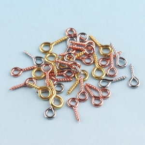 Rose Gold Eye Pins 200pcs 11*5mm Silver Screw Eye Hook for Pendants Mini Metal Screw Eye Pins Eye Screw Bails Jewelry Making