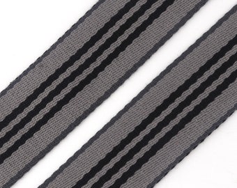 Cotton Webbing 38mm Gray Stripe Fabric Webbing Belt Strap Handbag Strap Canvas webbing Dog Collar Webbing Dog Leash