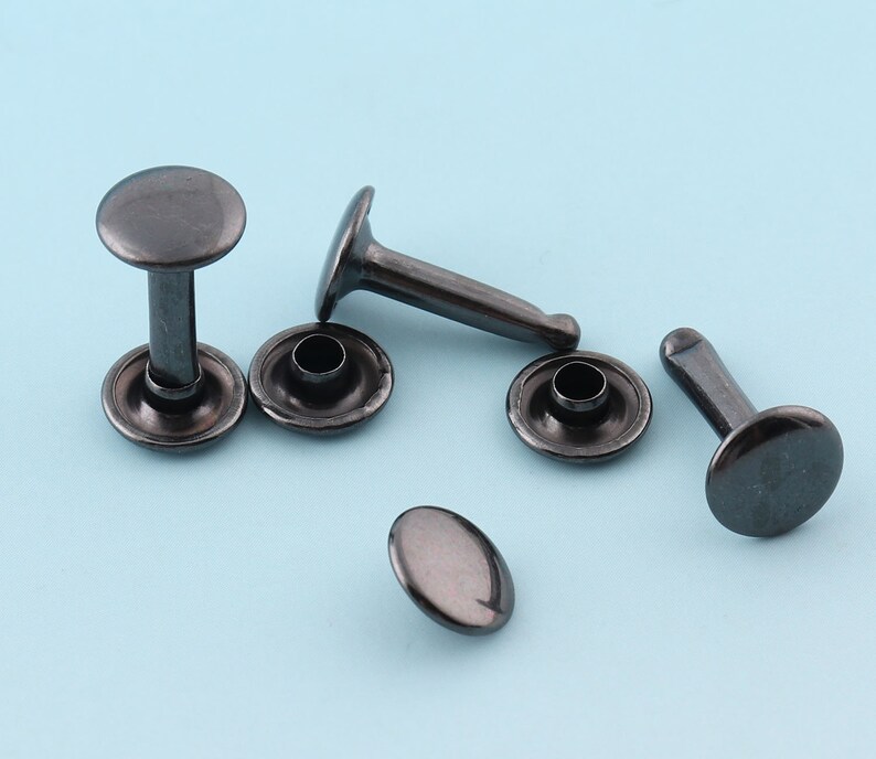Studs Rivets 50pcs 9mm Black Rivets Metal Button Double Head Etsy