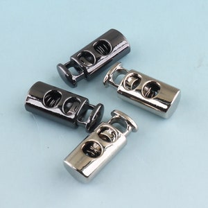 Silver Toggle Cord 20pcs 5mm Metal Cord Locks Cord Stopper Cord Toggle Lock Rope Lock Buckle Purse Closures or Embellishment