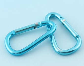 Carabiner 48*25mm Light Blue Metal Carabiner Keychain Engraved Keychain Cool Keychain Aluminum Carabiner