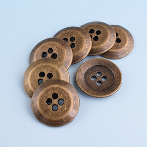 Metal Holes Buttons 5pcs 17mm Antique Bronze Pants Buttons Shank Buttons with Four Holes Coat Button Jacket Buttons Clothing button