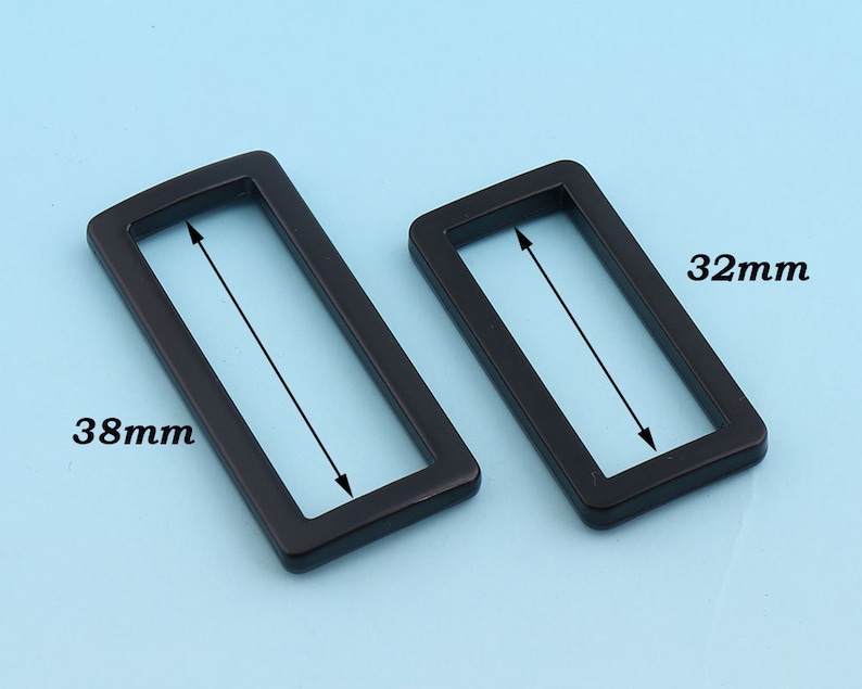 Black Rectangle Rings 4pcs 32mm/38mm Metal Rectangle Ring Belt Buckle ...