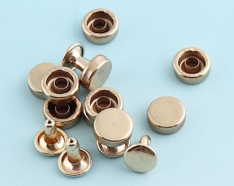 Studs Rivets 50pcs/100Ppcs 9*10mm Light gold Rivets Metal Button Double Head Rivets Purse Notions Studs for Bag/ Belt