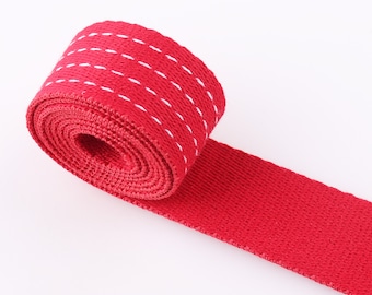 Red Webbing lint 1,5"(38mm) Stripe Webbing By Yards Fabric riem Canvas Webbing Key Fobs Strap Webbing Purse Strap