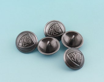 Metal Buttons -6sets 18mm- Antique Silver Shank Buttons Sheild Clothing button Celtic Buttons Coat Button Sewing Fastener leather craft