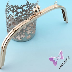 Purse Frame 10 3/8*3 1/2&quot; Light Rose gold Purse Frame with rings Bag Frame Arched Curved Metal  Coin Purse Frame Handbag accessories