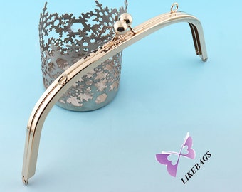 Purse Frame 10 3/8*3 1/2" Light Rose gold Purse Frame with rings Bag Frame Arched Curved Metal  Coin Purse Frame Handbag accessories
