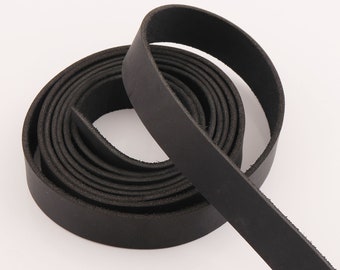 Leather Strap 3/4" Black Leather Strip Genuine Leather Leather Handles Bag Straps Belt Straps Natural Leather Leather Supplies