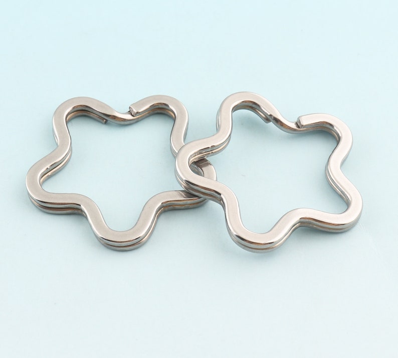 6pcs 35mm Stainless Steel Key rings Star Shape Key Ring Silver Jump Ring Metal Split Ring for Key Chain Wholesale Key Ring Findings